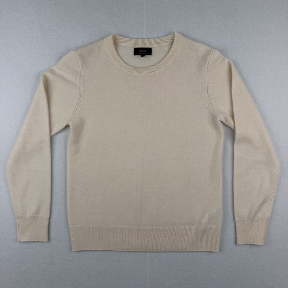 Quince Woman’s Small Ivory Mongolian Cashmere Crewneck Sweater